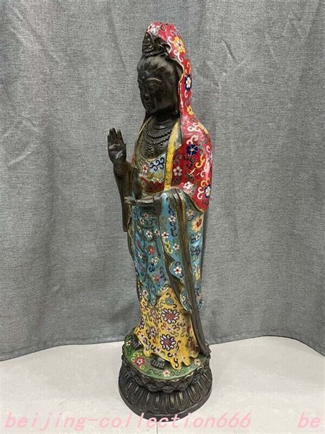 26 4 Old China Buddhism Temple Bronze Cloisonne Kwan Yin GuanYin