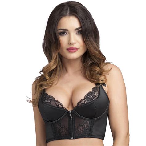 Lovehoney Front Fastening Black Satin Longline Bra Lovehoney Au