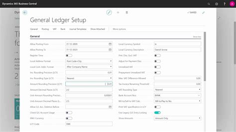 The General Ledger Setup Basis Fields Microsoft Dynamics Business