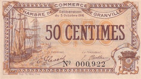 Billet France Centimes Chambre De Commerce De Granville