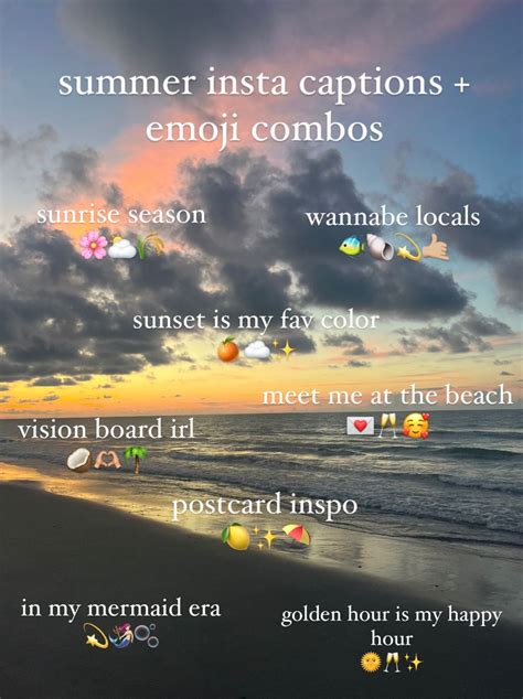 Summer Insta Captions Emoji Combinations Beach Insta Captions