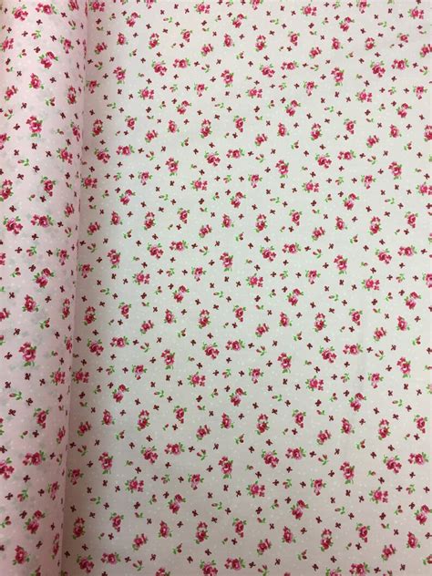 Pink Ditsy Floral 100 Cotton Poplin Rose And Hubble Uk Etsy