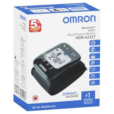 Omron HEM 6232T Bluetooth Wrist Blood Pressure Monitor 5 Years AU NZ