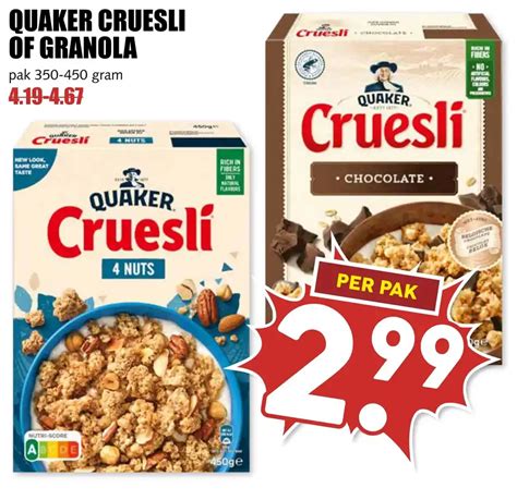 QUAKER CRUESLI OF GRANOLA Aanbieding Bij MCD Supermarkt