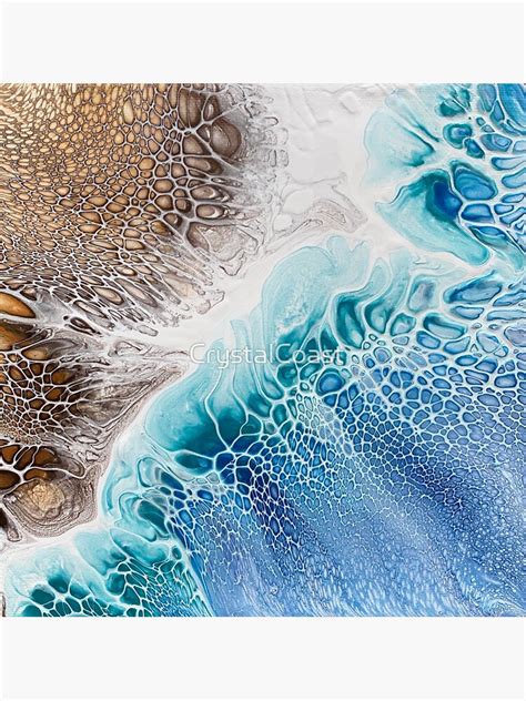 Beach Ocean Inspired Fluid Art Sticker For Sale By Crystalcoast