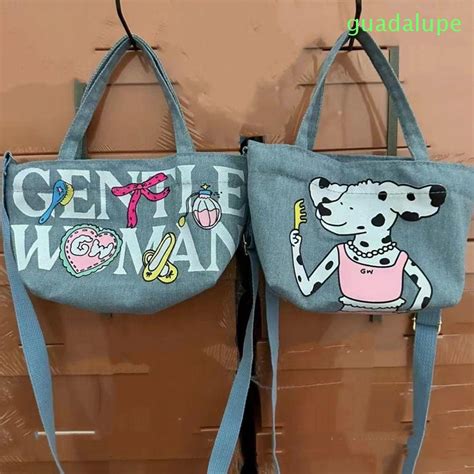 Guadalupe Gentlewoman Denim Canvas Bag Thai Mini Letter Tote Bag