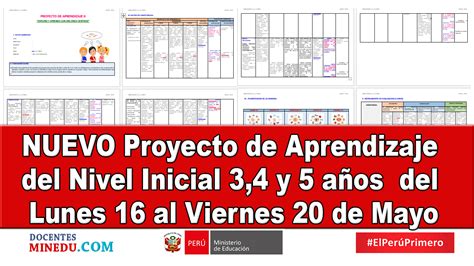 NUEVO Proyecto de Aprendizaje del Nivel Inicial 3 4 y 5 años del Lunes