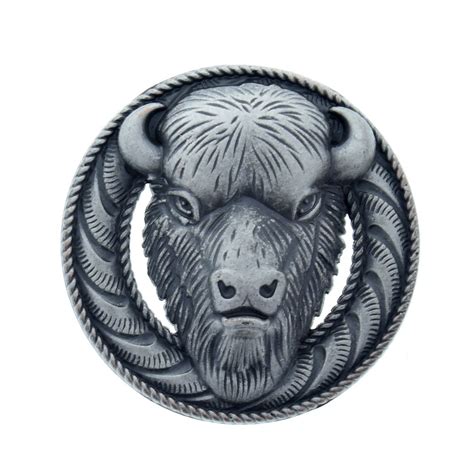 Pewter Buffalo Wood Badge Critter Concho Etsy