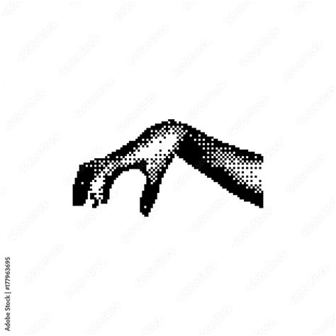 Hand Grabbing Something Very Big 8 Bit Minimalistic Pixel Art Vector