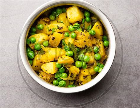 Image Of Aloo Matar Ki Sookhi Sabzi Indian Dry Potato Green Peas