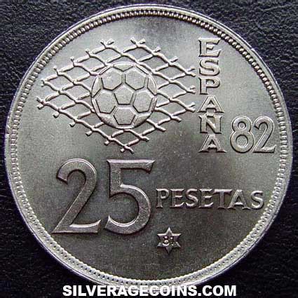 1980 81 Juan Carlos I Spanish 25 Pesetas 82 World Cup Silver Age