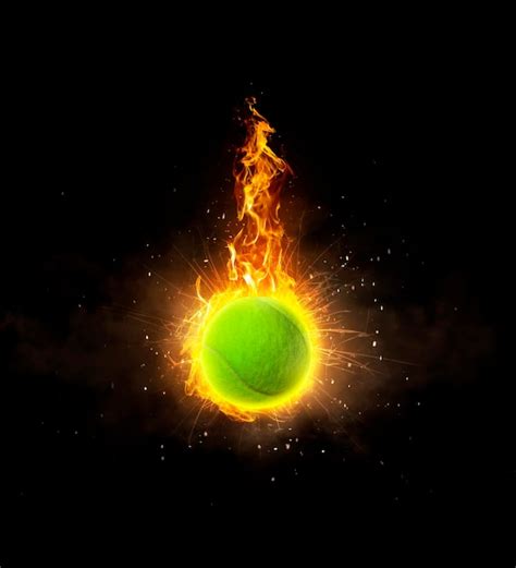 Premium Photo Tennis Ball On Fire On Black Background