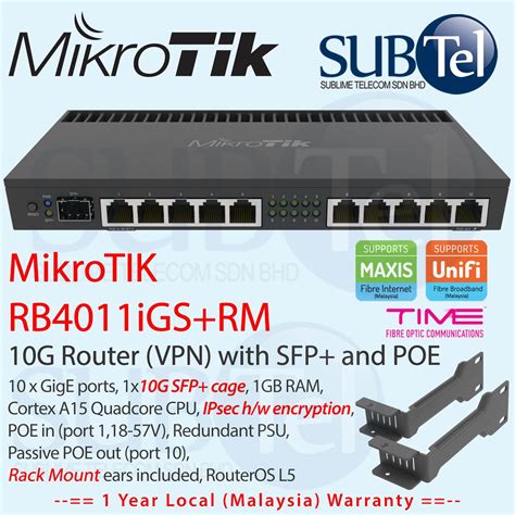 RB4011iGS RM Mikrotik 10G Gigabit POE Router SFP IPSec VPN Malaysia