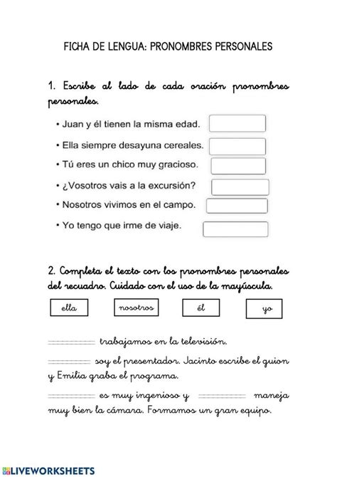 Actividad De Pronombres Ficha Interactiva Topworksheets Nbkomputer