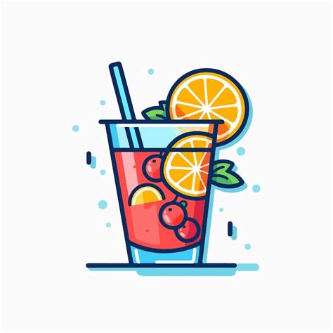 Un Vaso De C Ctel De Frutas Con Una Pajita Vector Premium