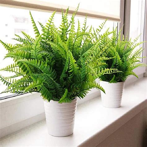 Morttic 4 Pack Artificial Plants Boston Fern Bush Plant Shrubs