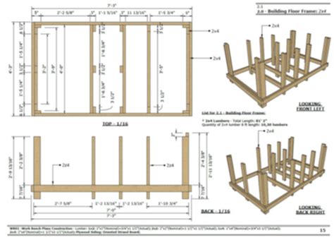 Handmade Wooden Workshop Bench Plans & Drawings, DIY Folding Workbench ...