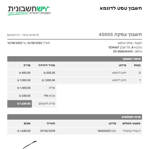 חשבונית ירוקה כניסה כניסה לעולם הדיגיטלי יש חשבונית