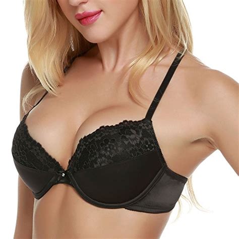 Ekouaer Women S Padded Underwire Push Up Plunge T Shirt Bra Black A