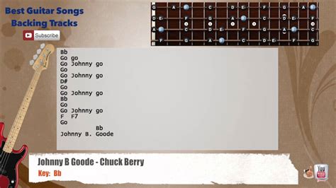 🎻 Johnny B Goode Chuck Berry Bass Backing Track With Scale Chords And Lyrics Youtube