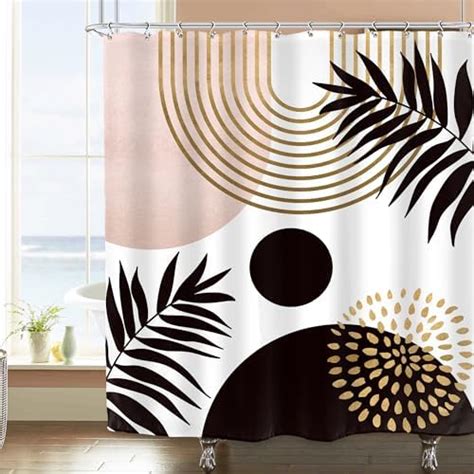 Miyotaa Brown Abstract Minimalist Shower Curtain Set