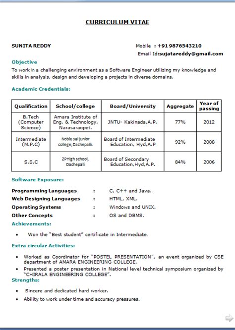 Shaadi Biodata Format Resume