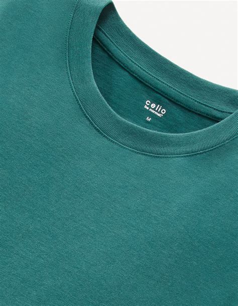 T Shirt Col Rond 100 Coton Vert Celio Be Normal