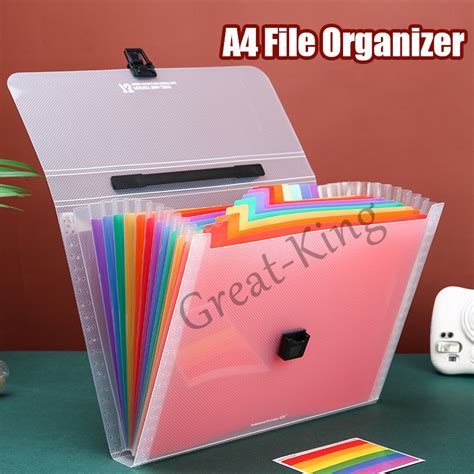 Great-King 13 Pockets Plastic Expanding Accordion Folders, Letter Size Portable Document Holder ...