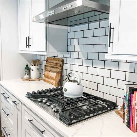 White Subway Tile Backsplash With Black Grout Soul And Lane