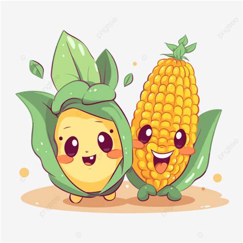 Corn Clipart Kawaii Cartoon Cute Corn Illustration Pair Of Happy Ears ...