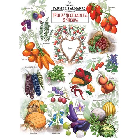 The Old Farmer's Almanac - Fruits Vegetables & Herbs 1000pc Puzzle ...