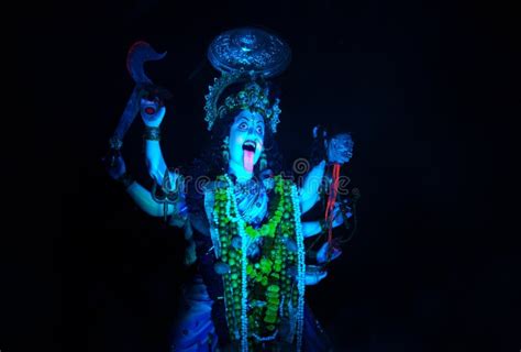 Goddess Kali Standing On Lord Shiva In Indian Festival Navrarti Stock