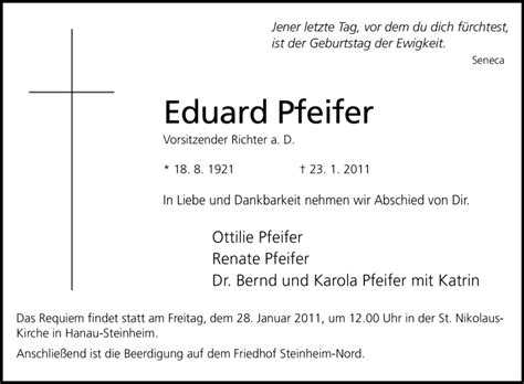 Traueranzeigen Von Eduard Pfeifer Trauer Op Online De