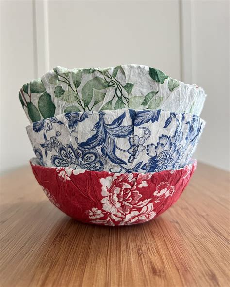 Paper Mache Bowl Paper Pulp Decoupage Bowl Flower Print Bowl Vintage