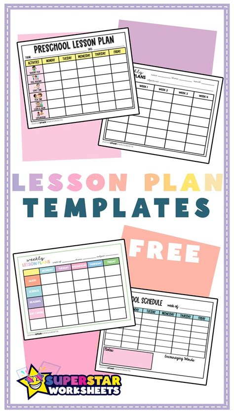 the lesson plan is shown in three different colors and sizes, with text ...