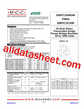 GBPC3510W Datasheet(PDF) - Micro Commercial Components