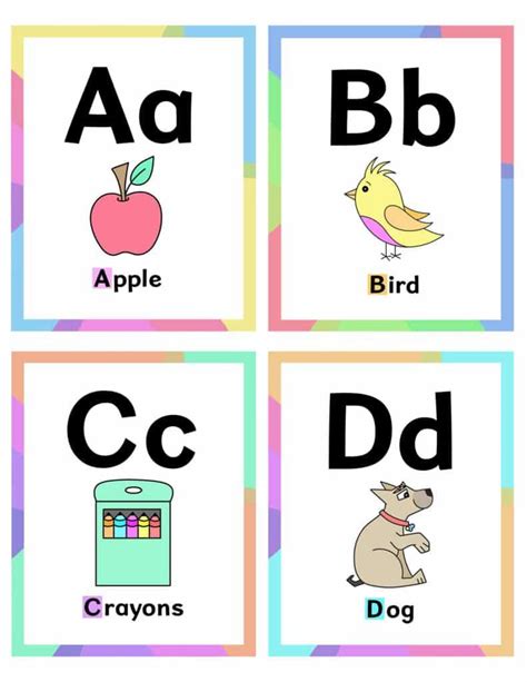 Colorful Illustrative Alphabet Flashcards B In Alphabet