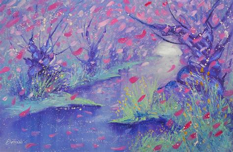 Ancient Magnolias - Large Forest Painting, Purple Art – Ekaterina ...