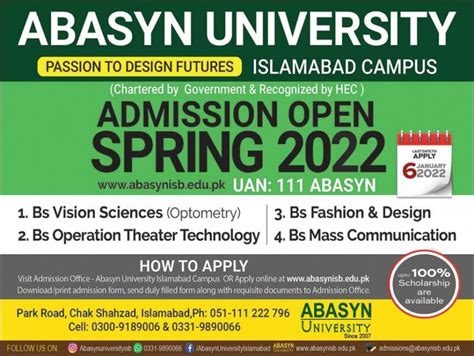 Abasyn University Islamabad Bs Admissions 2021 2022 Education To Pakistan