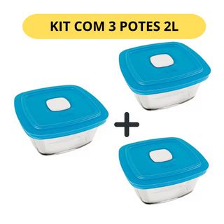 Kit Conjunto 3 Potes Marinex Facilita Vap 2 Litros Em Vidro