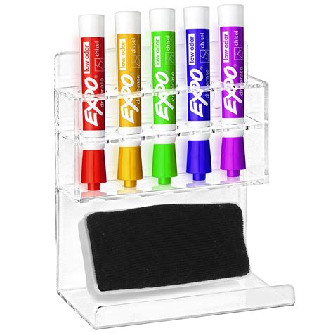 Amazon MyGift Wall Mounted Clear Acrylic Dry Erase Marker Holder