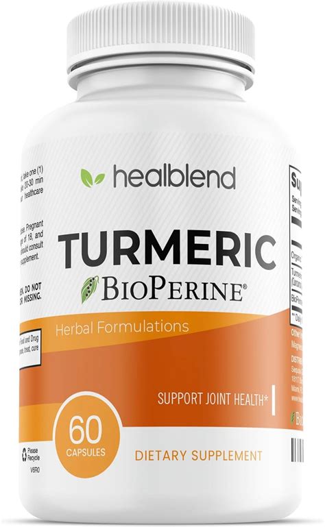 Healblend Organic Turmeric Curcumin With Bioperine Black Pepper