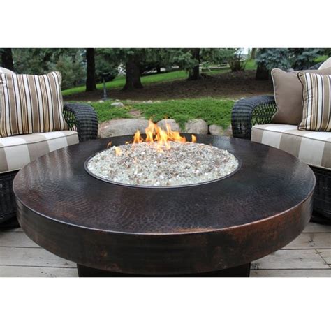 Hammered Copper 42" Round Oriflamme Fire Table Gas Fire Pit Table ...