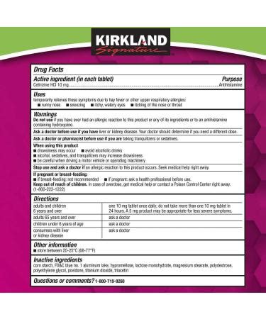 Kirkland Signature Aller Tec Cetirizine Hcl Mg Antihistamine