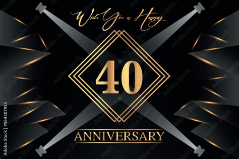 40 year anniversary celebration luxury golden color logo design with ...