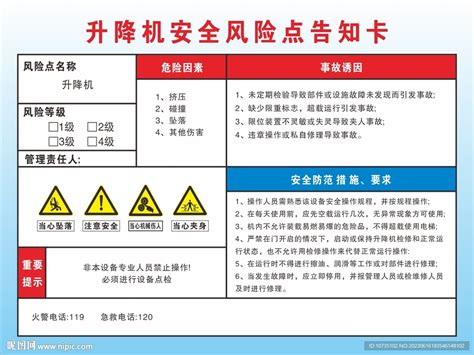 升降机安全风险点告知卡设计图展板模板广告设计设计图库昵图网