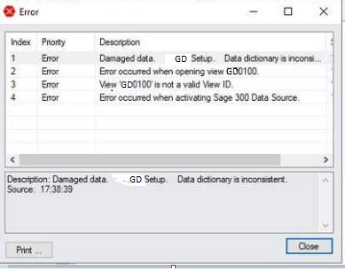 Damaged Data Error In Sage Sage Erp Tips Tricks And Components