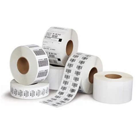 Chromo White Plain Barcode Sticker Roll Gsm Gsm Size X Mm