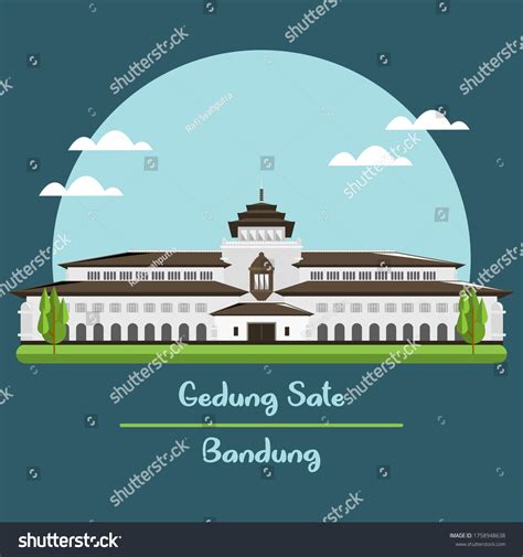 Gedung Sate Satay Tower Bandung City Stock Vector Royalty Free