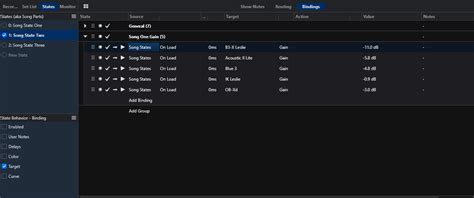 Gain Level Binding Per Song State Cantabile Community